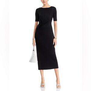 NWT Hugo Boss Etalicy Midi Dress Chic Preppy Business Career Formal Black Sz L